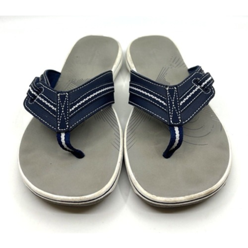 Clarks Brinkley Jazz Comfort Flip Flops Women Sandals Size US 10M Navy Blue Adj